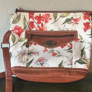 boc Floral Red and Brown Crossbody Bag